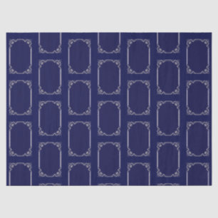 Papier Mousseline Elégant Motif bleu marine Art Déco Argent