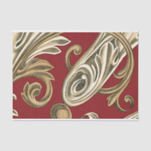 Papier Mousseline Elégant Motif Botanique avec Foliage Tan