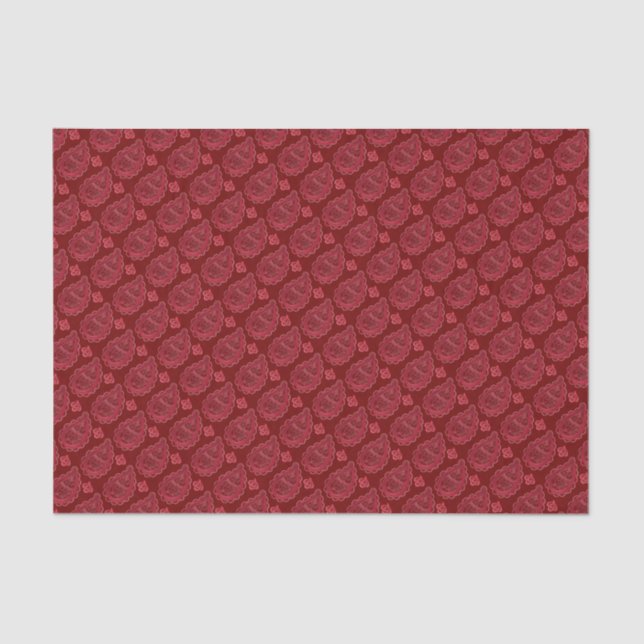 Papier Mousseline Élégant Motif Burgundy Paisley (Recto)