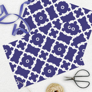 Papier Mousseline Elégant Motif classique de marine bleu et blanc mo