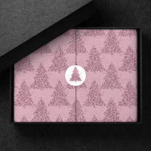 Papier Mousseline Élégant Motif d'arbre   Dusty Mauve Rose Noël