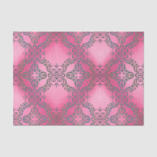 Papier Mousseline Élégant motif de Damas Glittery sur métal rose