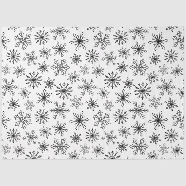 Papier Mousseline Élégant Motif de flocons de neige noir blanc moder (Recto)