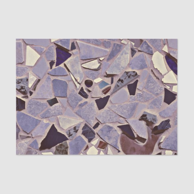 Papier Mousseline Élégant Motif en mosaïque violette Terrazzo (Recto)