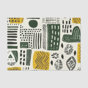 Papier Mousseline Élégant Motif ethnique africain avec détails vibra