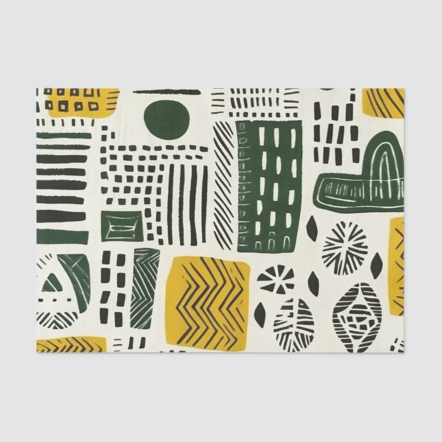 Papier Mousseline Élégant Motif ethnique africain avec détails vibra (Recto)