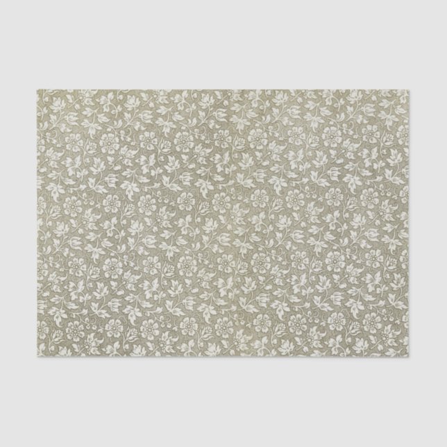 Papier Mousseline Élégant motif floral beige Vintage (Recto)