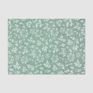 Papier Mousseline Élégant motif floral vert Sage Vintage