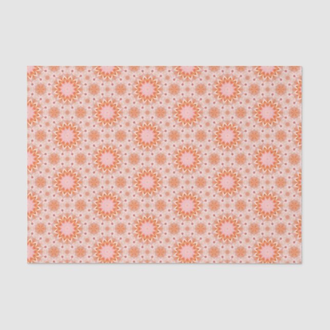 Papier Mousseline Élégant Motif géométrique moderne orange et rose (Recto)