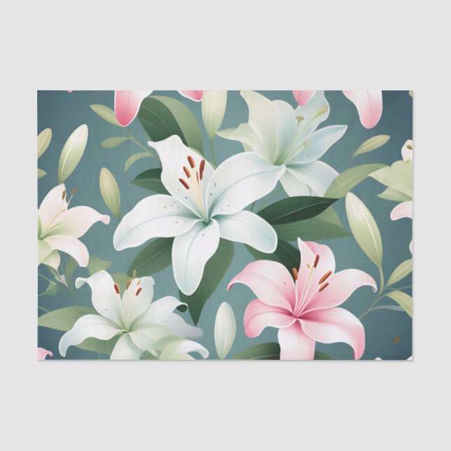 Papier Mousseline Élégant Motif Lily (Recto)