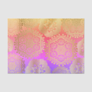 Papier Mousseline Élégant Motif Mandala Gold Et Rainbow