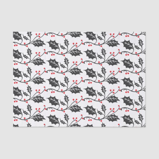 Papier Mousseline Élégant Motif moderne rouge et noir Holly (Recto)