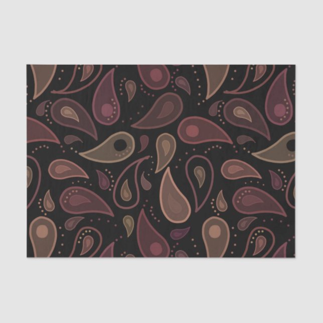 Papier Mousseline Élégant Motif moderne sombre Paisley (Recto)