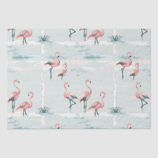 Papier Mousseline Élégant motif pastel flamingo (Recto)