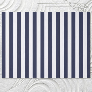 Papier Mousseline Élégant motif rayé bleu marine foncé et blanc