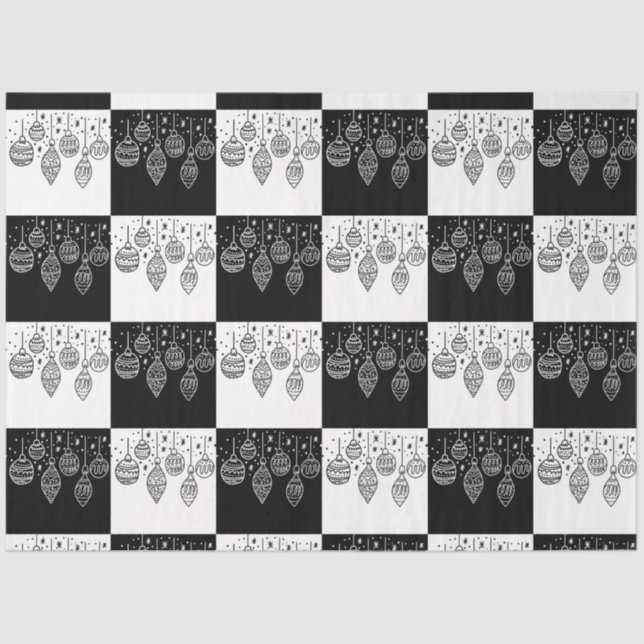 Papier Mousseline Élégant noir blanc pendage ornements modernes (Recto)