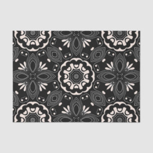 Papier Mousseline Elégant noir et blanc baroque Motif arabesque