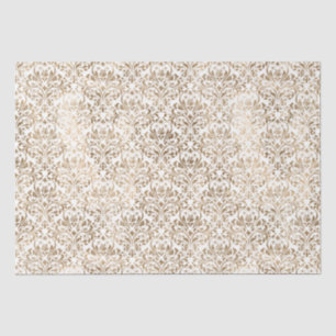 Papier Mousseline Elégant or blanc Chic Damask