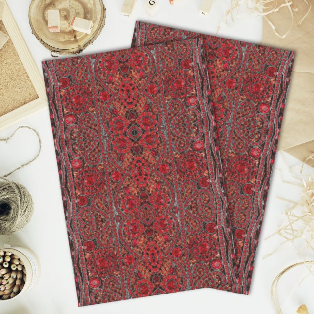 Papier Mousseline élégant or raffiné ruby rouge bordeaux (elegant sophisticated gold ruby red burgundy tissue paper)