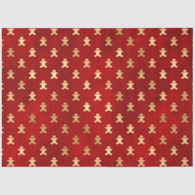 Papier Mousseline Élégant pain d'épice rouge or Noël (Recto)