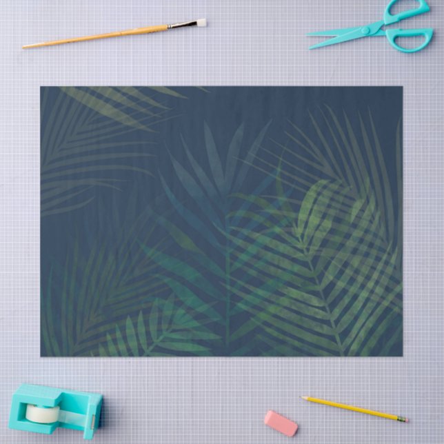 Papier Mousseline Élégant Palme Vert foncé Feuille Motif Tropical (Artisanat)