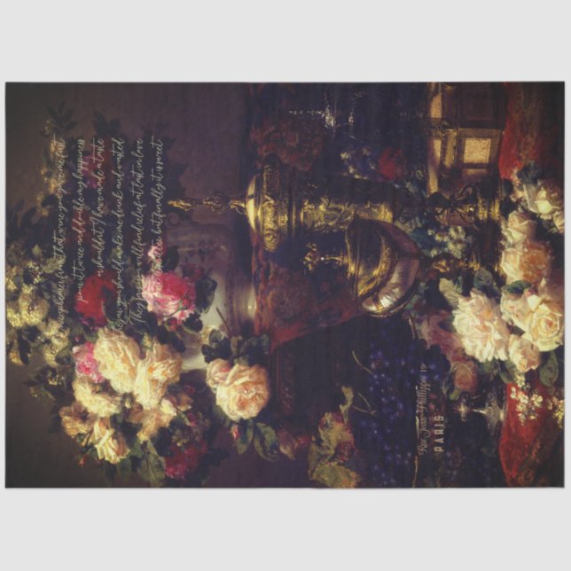 Papier Mousseline Élégant papier de fond de découpage floral antique (Recto)