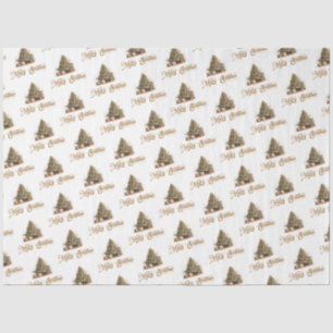 Papier Mousseline Élégant pastel classique vert or de Noël arbre