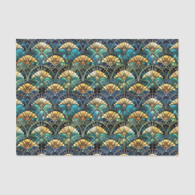 Papier Mousseline Élégant Peacock Couleur Vitrail Découpage (Recto)