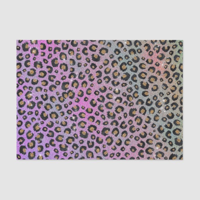 Papier Mousseline Elegant Pink Blue Gold Glitter Black Leopard (Recto)