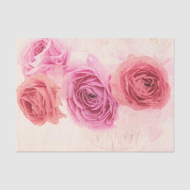 Papier Mousseline Elegant pink bouquets  (Recto)