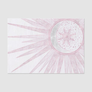 Papier Mousseline Elegant Pink Sun Moon Doodle Mandala White Design