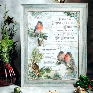 Papier Mousseline Élégant Robins de Noël Vintage hiver Découpage