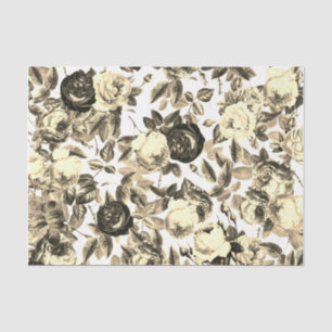 Papier Mousseline Élégant Rose Beige Vintage Floral