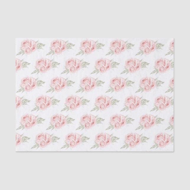 Papier Mousseline Élégant Rose Blush rose Floral (Recto)