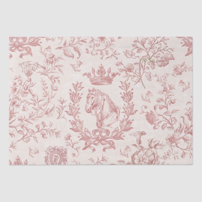 Papier Mousseline Elégant Rose chic beige Equestrio Toile Florale (Recto)