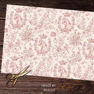 Papier Mousseline Elégant Rose chic beige Equestrio Toile Florale