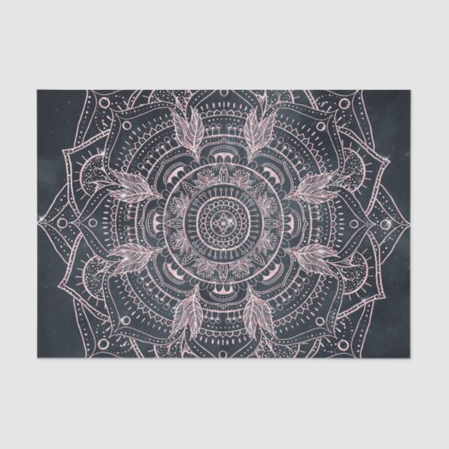 Papier Mousseline Elégant Rose Gold Mandala Gray Nebula Design (Recto)