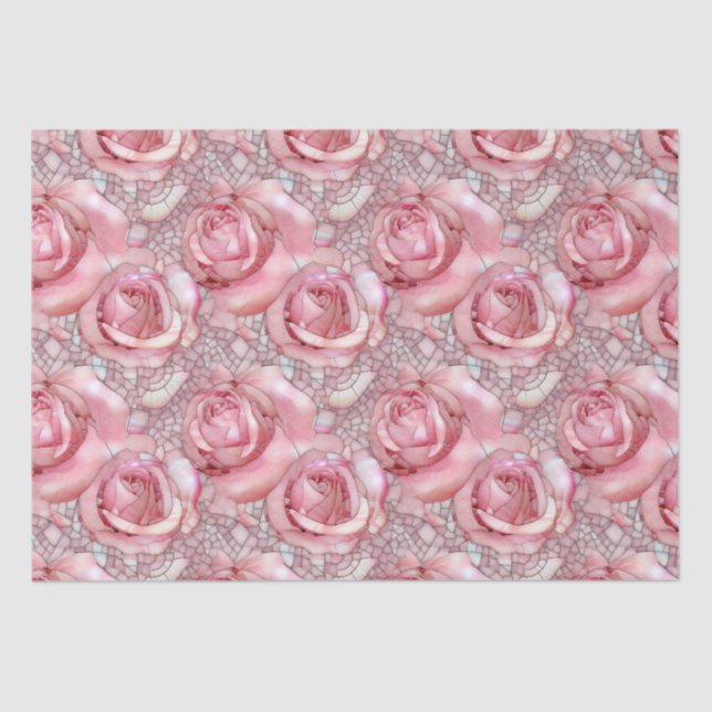 Papier Mousseline Elégant rose Rose Mosaic Motif Anniversaire (Recto)