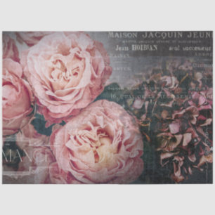 Papier Mousseline Elégant Rose vintage Ephémère Florale Découpage