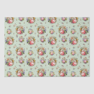 Papier Mousseline Élégant Rose Vintage motif floral sur la taille