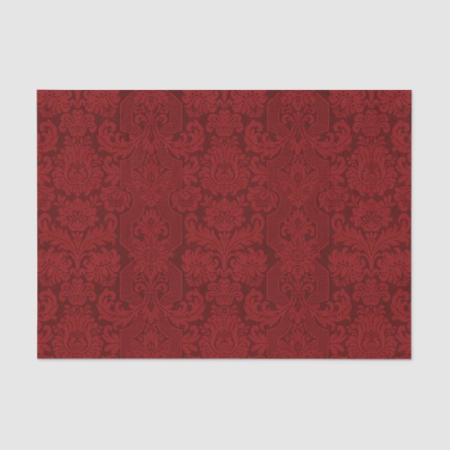 Papier Mousseline Élégant rouge orné victorien Damask (Recto)