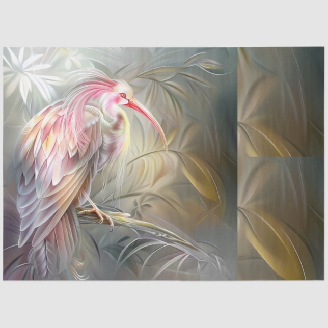 Papier Mousseline Elegant Safari Birds Floral Ephemera Decoupage  (Recto)