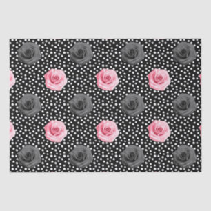 Papier Mousseline Élégant Shabby Chic Roses roses et pois