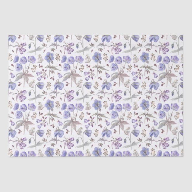 Papier Mousseline Élégant Style Aquarelle Fleur Sauvage Violette (Recto)