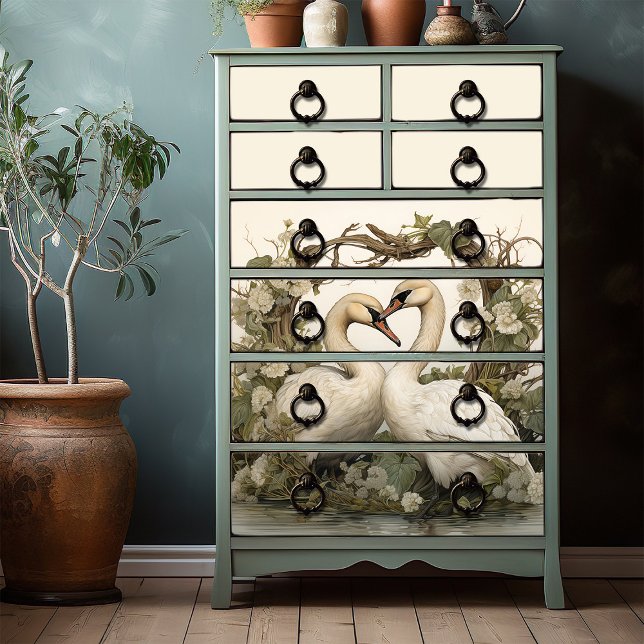 Papier Mousseline Elégant Swans Vintage Victorian Boho (Créateur téléchargé)