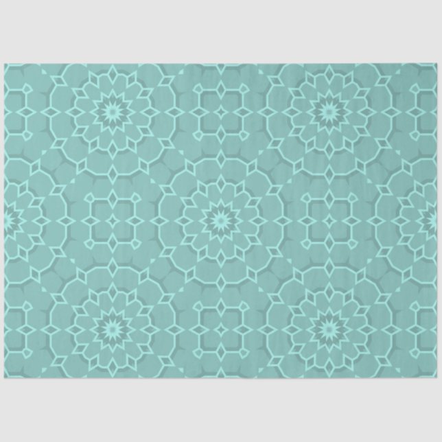Papier Mousseline Elégant Turquoise Mosaïque Motif géométrique (Recto)