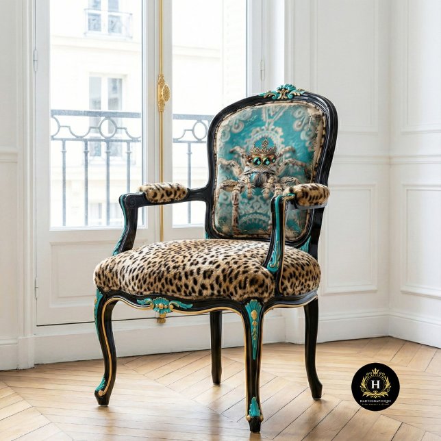 Papier Mousseline Élégant Turquoise Regal Crowned Spider Art (Créateur téléchargé)