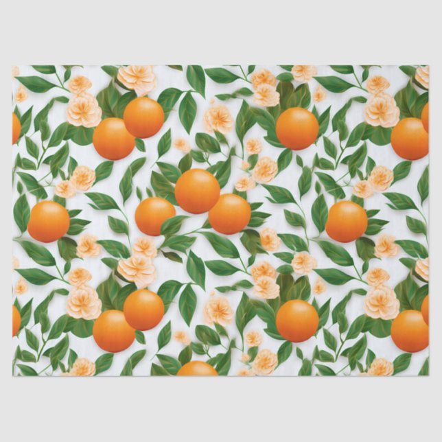 Papier Mousseline Élégant Valencia Orange Floral (Recto)