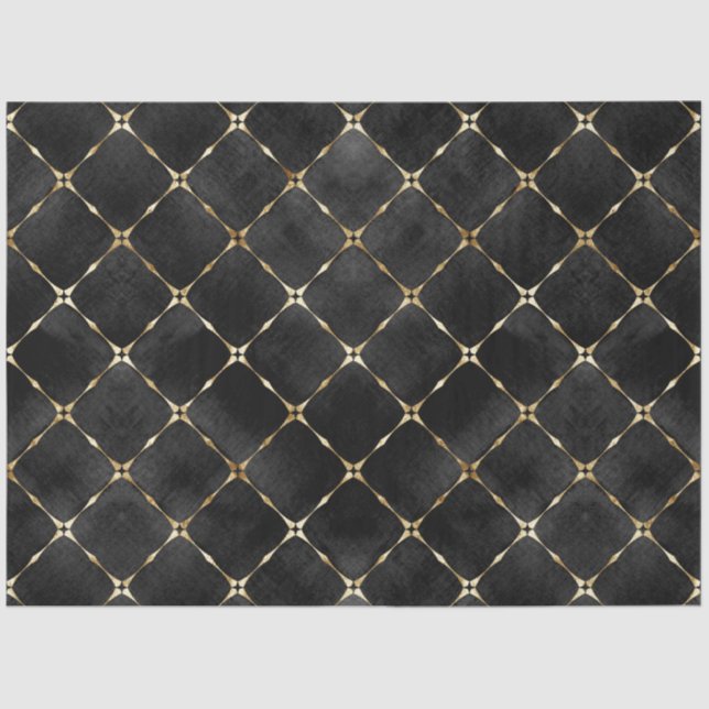 Papier Mousseline Elégant velours noir Faux Gold Plaid Luxe (Recto)