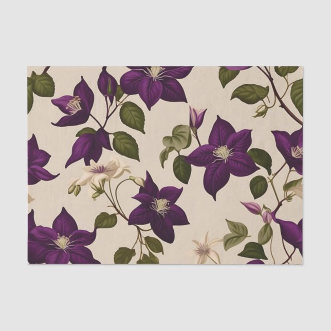 Papier Mousseline Élégant vin Clematis (Recto)